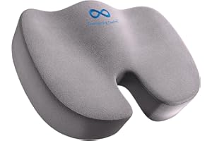 Everlasting Comfort Doctor Recommended Memory Foam Seat Cushion for Office Chairs & Car Seat - Ergonomic Office Desk Accessories for Tailbone Pain Relief, Sciatica & Back Support