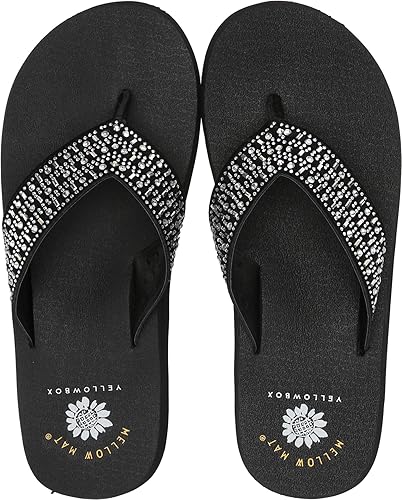 yellow box rhinestone flip flops