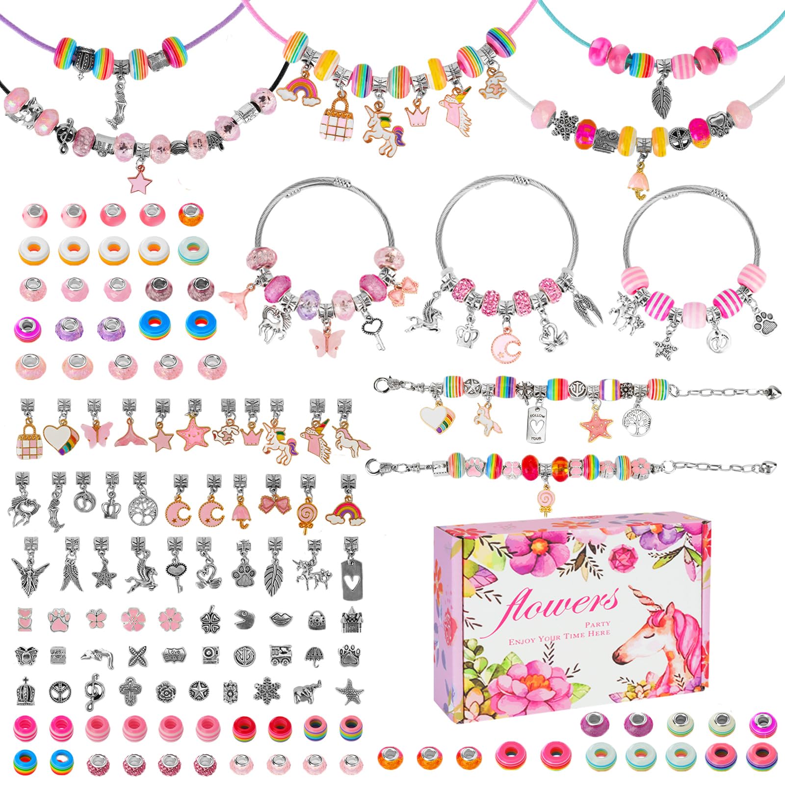 150Pcs Bracelet Making Kit Gifts, Jewellery Making Kit for Girls Gifts, DIY Bracelet Making with Beads & Charms, Arts And Crafts for Kids, Girls Toys Birthday Gift for Age 5 6 7 8 9 10 12 Year Old