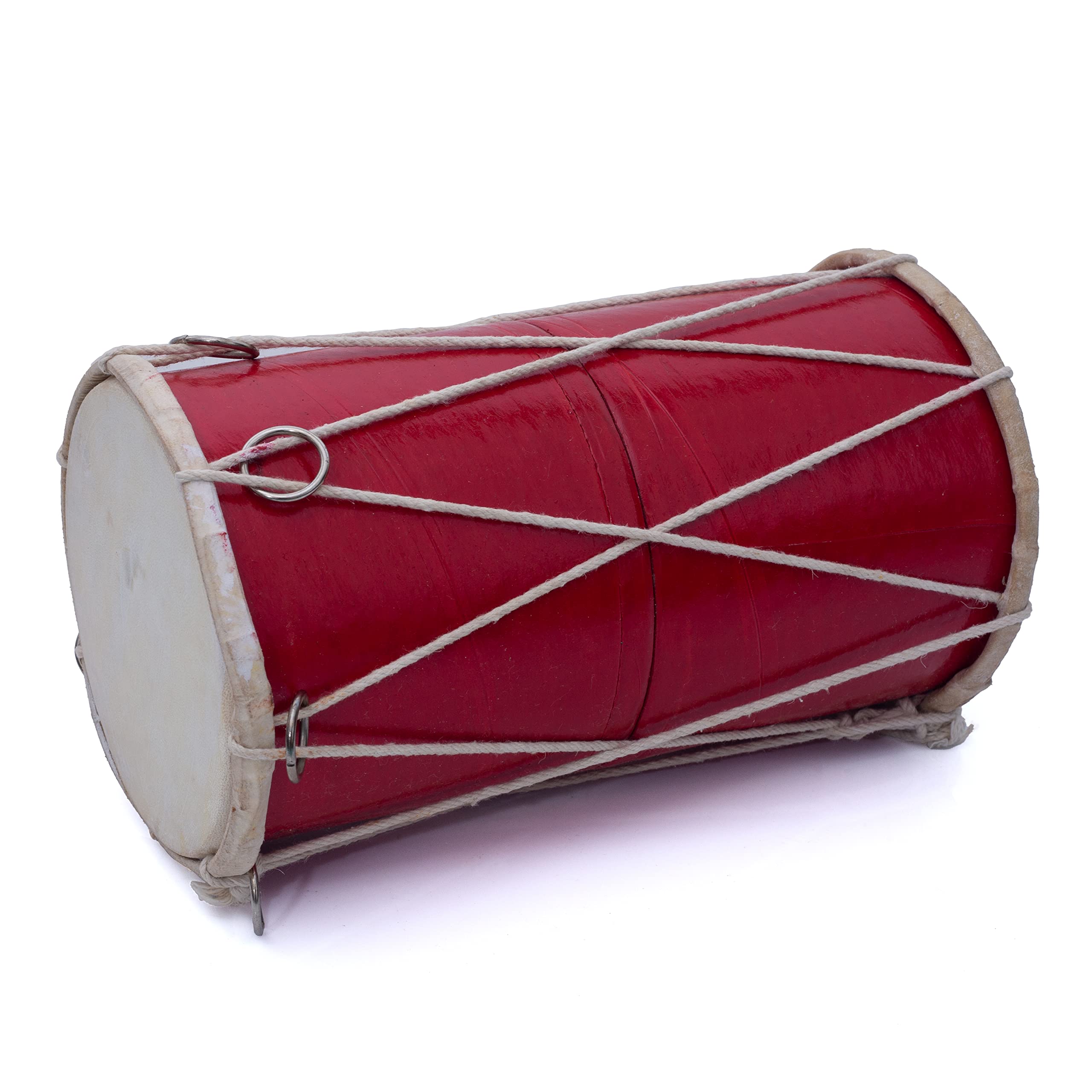 Small 25 x15 cm Compact Dholak Drum Set, Handmade Wood & Leather Classical Indian Hand Percussion Drums, World Musical Instruments Punjabi Tabla Dhol Dholki For Decor & Travel Gift For Music Lovers