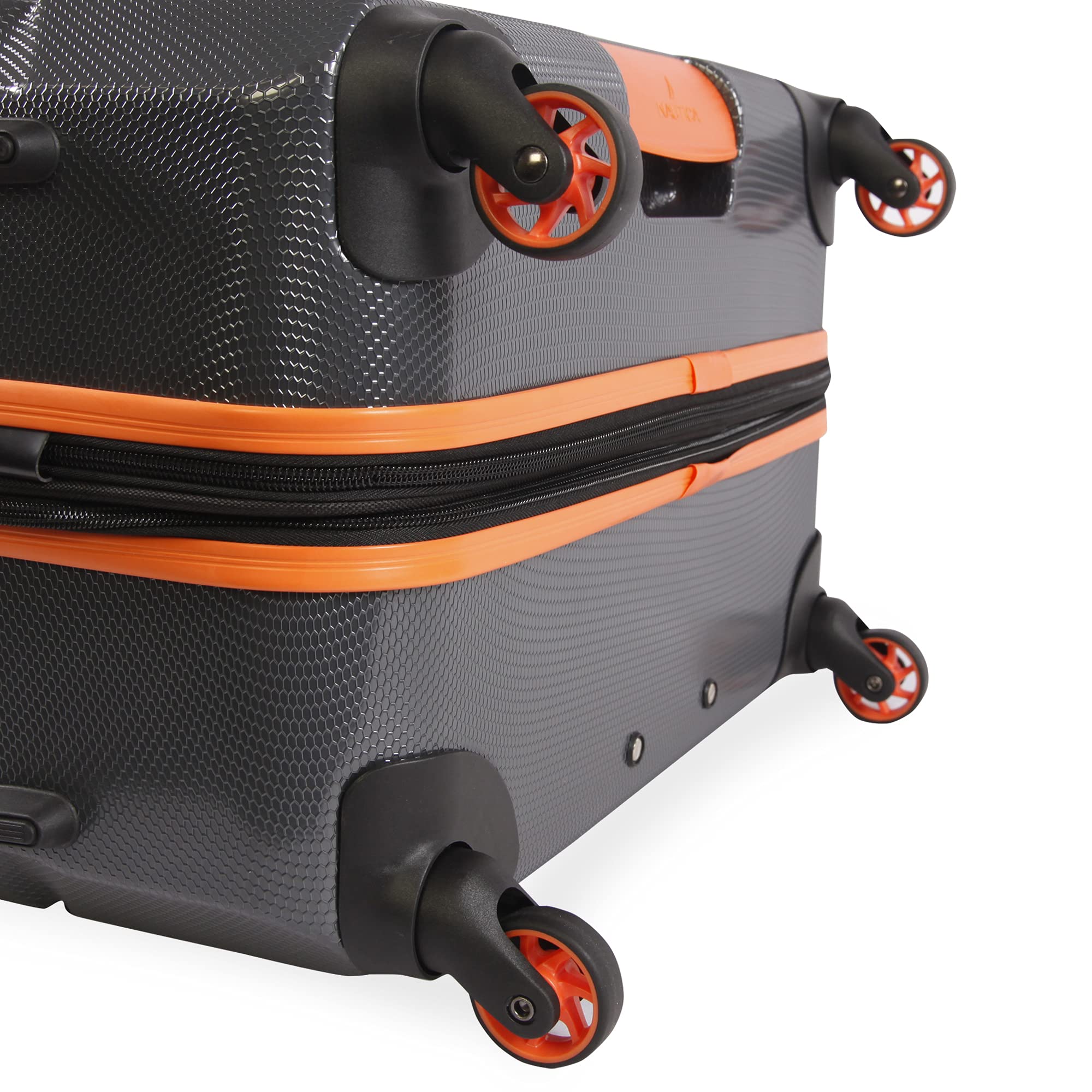 Nautica Quest Hardside Spinner Luggage, Grey/Orange, Checked-Large 29-Inch