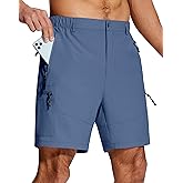 Mens Hiking Cargo Shorts 7" Inseam 6 Zipper Pockets Stretch Quick Dry Lightweight Short for Golf Casual Fishing Work