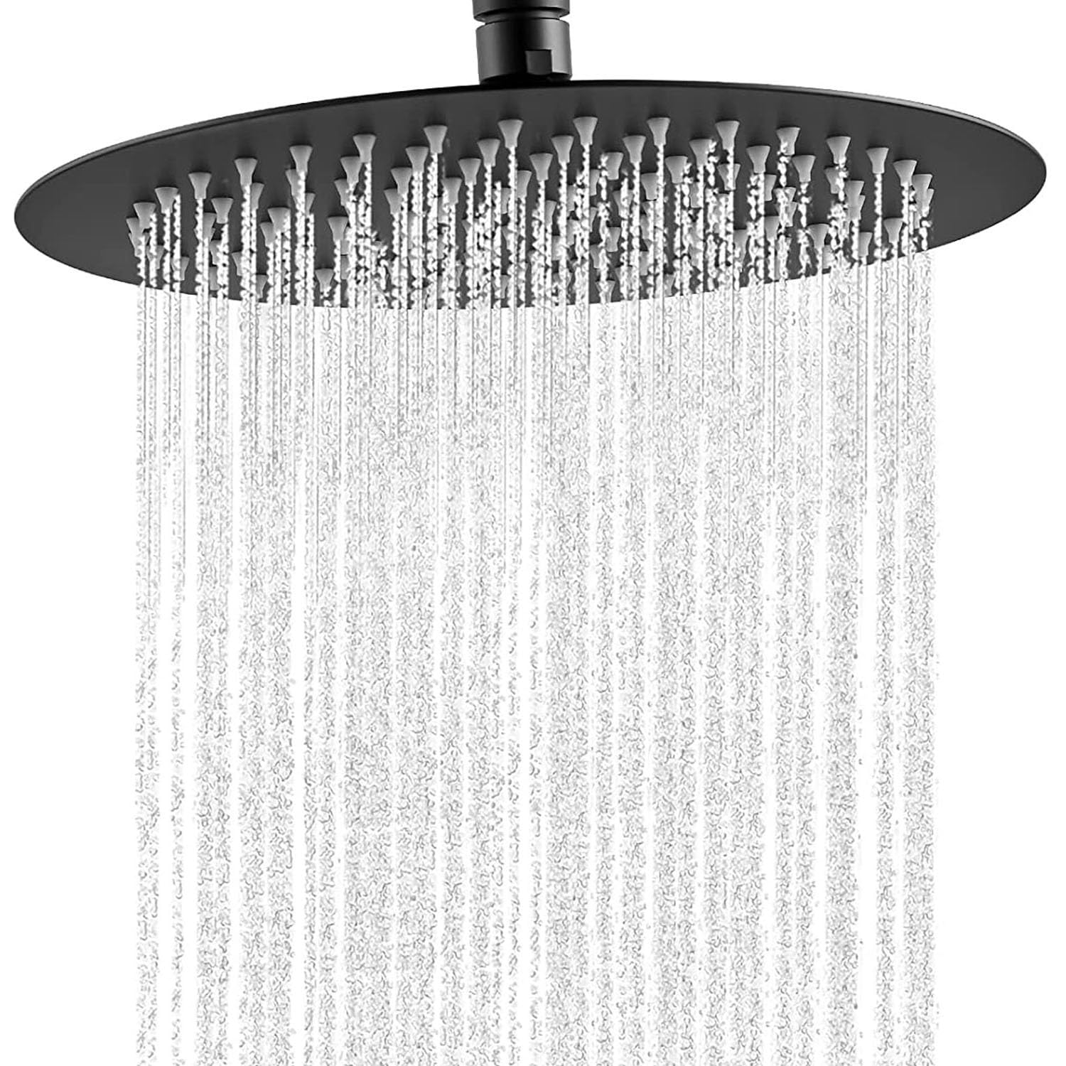 Rain Shower Head, 10 Inch Round High Pressure Showerhead, VIGIME Ultra-Thin Stainless Steel 304 High Flow Rainfall Shower Head with Silicone Nozzle - Matte Black