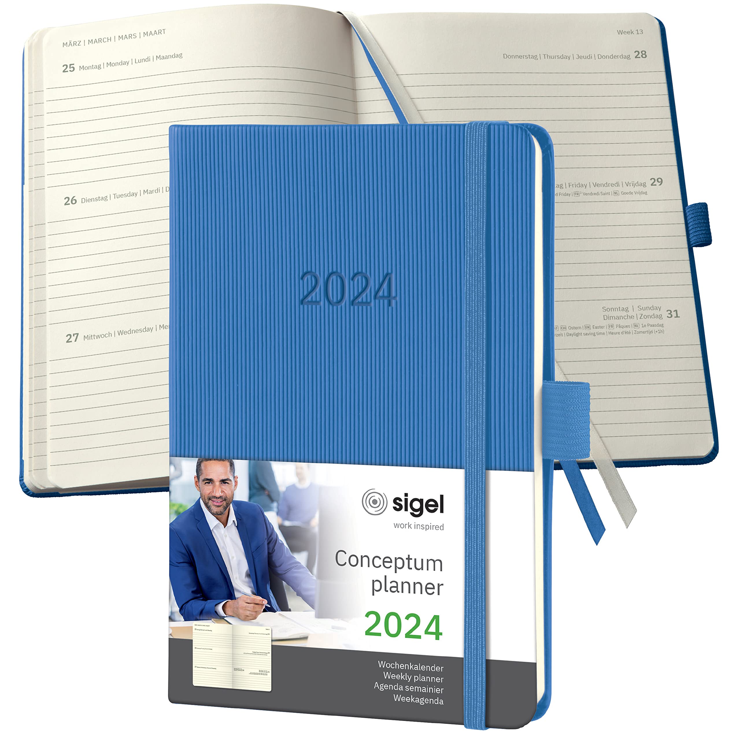 SIGEL C2469 Conceptum Weekly planner 2024, approx. A6, Blue, hardcover, 2 pages equal to 1 week, 176 pages — image 1
