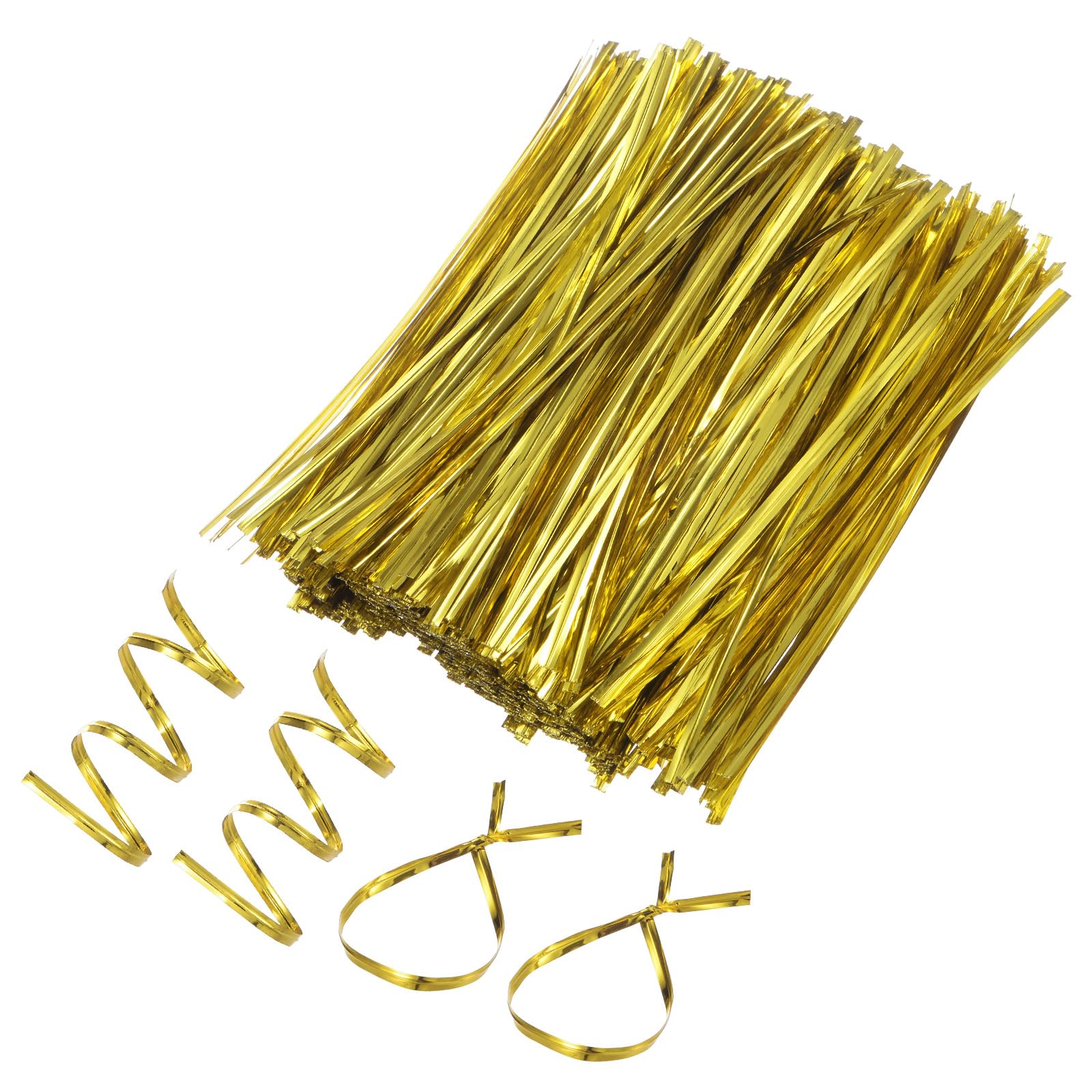 M METERXITY 800-Pack Metal Twist Ties, 15cm Metallic Twists Tie for Christmas/Party Decoration/Garden Plant/Gift Wrapping/Bread/Cake/Pops Candy Bags, Reusable Twisty-Ties [Gold]