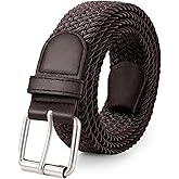 JASGOOD Braided Stretch Belt for Men Golf Casual Fabric Elastic Woven Belt 1 3/8" Adjustable Work