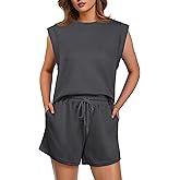 GRECERELLE 2026 Women's Summer 2 Piece Outfits Round Neck Cap Sleeve Top with Pocket Short Sets