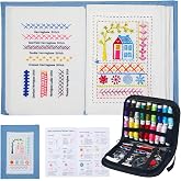 Drawnby Embroidery Stitch Book Kit, Large Size Stitch Book with Full Sewing Tools and Instructional Tutorial, Embroidery Kit for Beginners, Gift for Craft Lovers and Sew Enthusiast