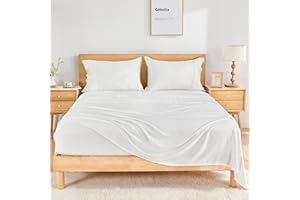 GOKOTTA King Size Sheets Set 4 Pcs,100% Rayon Derived from Bamboo,Cooling Sheets King Size for Hot Sleepers,16 Inch Deep Pocket King Sheets with Elastic Corner Straps, Silky Soft -Bright White