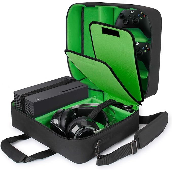 Amazon Com Usa Gear Xbox Case Console Case Compatible With Xbox Series X And Xbox Series S With Customizable Interior For Xbox Controllers Xbox Games Gaming Headset And More Gaming Accessories Green