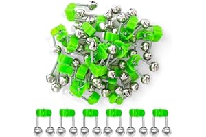 Solaradgy 50pcs Fishing Bells for Rods, Fishing Pole Bells with Dual Alarm Features Support The Installation of Night Fishing Lights, Green