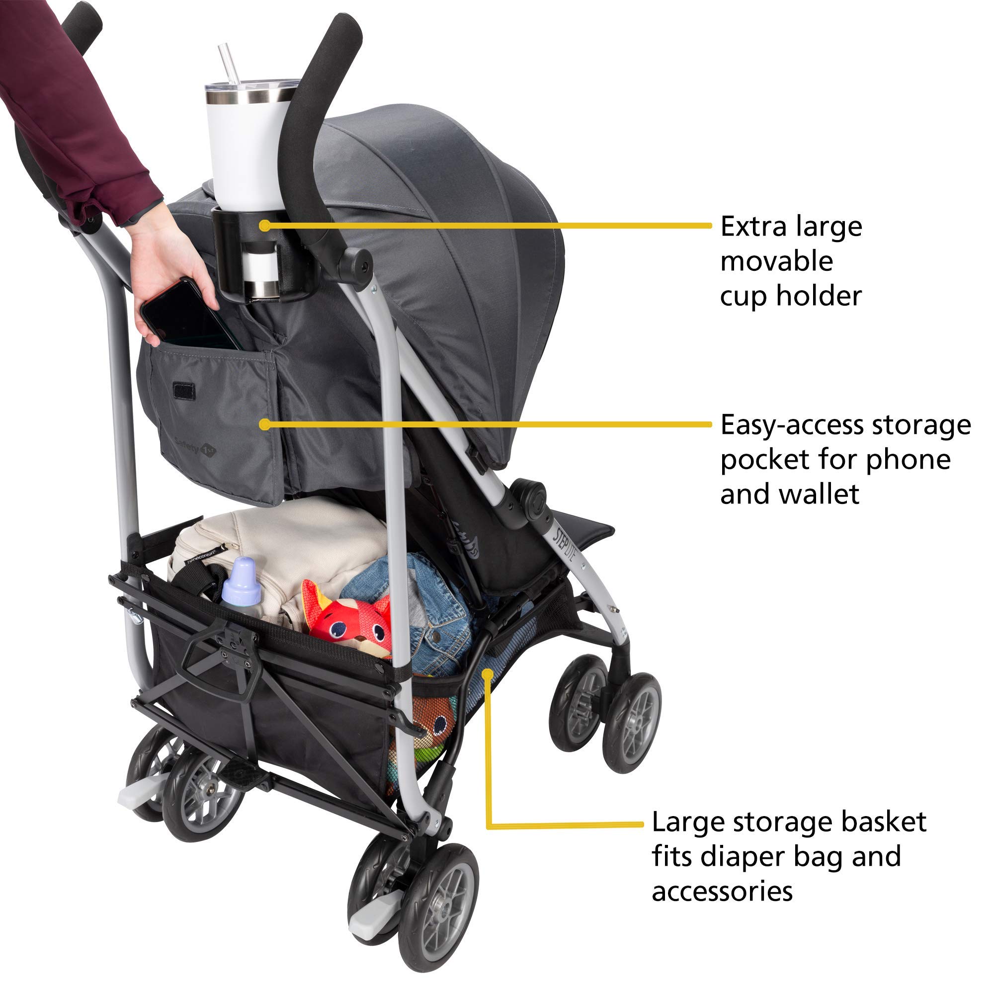 Safety 1st Step Lite Compact Stroller, Lightweight aluminum frame and a