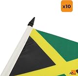 AZ FLAG Set of 10 Jamaica Table Flags 5x8 inches 21x14 cm with 10" Pole view 6