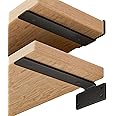Shelf Brackets Floating Shlef Brackets 10-Inch 6-Packs, 1/5-Inch Thick Heavy Duty Shelving Brackets for Wood Shelves, 10" Hidden Black Metal L Bracket Shelf Bracket Supports with 160 Lbs Load Capacity