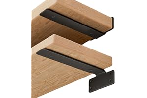 WEKIS Shelf Brackets Floating Shlef Brackets 6-Inch 6-Packs, 1/5 Inch Thick Heavy Duty Shelving Brackets for Wood Shelves, 6" Hidden Black Metal L Bracket Shelf Bracket Supports with 160 Lbs Load Capacity