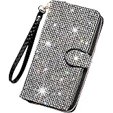 LIFUTOPIA Bling Rhinestone Womens Wallet Artificial Diamond Wristlet Clutch Purse Credit Card Holder Large Capacity