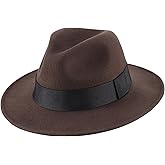 Home Prefer Mens Wool Fedora Hat with Band Classic Wide Brim Fedora Hat for Men Women Panama Dress Hat
