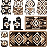 Vetoxka 10 Pcs Western Aztec Kitchen Decor and Accessories Set 4 Kitchen Dish Towels 2 Pot Holders 2 Oven Mitts 2 Rugs for Floor Home Decorations Cooking Baking Mom Daughter Gifts Black White Brown