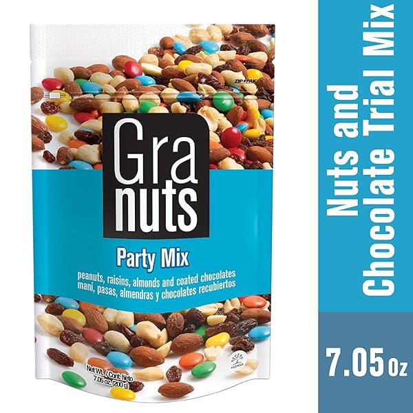 GRANUTS SHARING SIZE, CHOCOLATE COATED CANDIES, PEANUTS, RAISINS AND ALMONDS, 7.05 OZ PER PACK, PACK OF 1