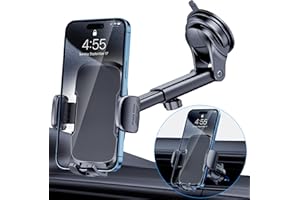 BIVGAZA Car Phone Holder Mount, [Enhanced Adhesion Base] 3 in 1 Universal Car Phone Mount for Car Vent Windshield Cell Phone Car Mount Hands-Free Dashboard Phone Holder for iPhone Android Smartphones