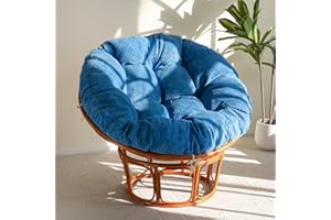 HIGOGOGO Papasan Chair Cushion with Tufted Corduroy Cover (Without Chair), 48 x 48 Inch Supportive Overstuffed Chair Cushion,