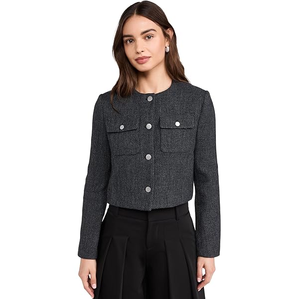 Theory Women's Crop Double Breasted Jacket, Black, 4 at Amazon