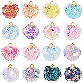 KISSITTY 32pcs Fabric Round Charms 16 Colors Cloth Balls Ornament Accessories Dangle Small Pendant Decorations for DIY Earrings Key Chain Crafts Jewelry Making for Women