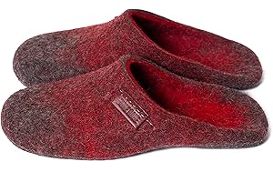 BureBure Felted Wool Slides Slippers for Men Warm Natural Wool Slippers