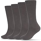Athlemo Men's Dress Socks 4 Pack Crew Business Casual Sock Moisture Wicking Super Soft