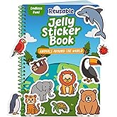 Reusable Sticker Book - Animals - 50 Jelly Stickers for Toddlers & Kids 3-5: Easter Basket Stuffers for Boys, Fun Travel Toys, Kids Travel Activities - Sticker Books for Toddlers 3 Years Old 1-3 2-4