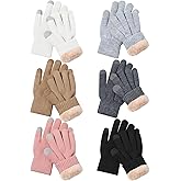 Chuarry 6 Pairs Winter Fleece Lined Gloves for Women Knit Thermal Gloves Warm Dual Layer Winter Accessories for Cold Weather