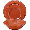 Gianna's Home 12 Piece Rustic Farmhouse Melamine Dinnerware Set, Service for 4 (Coral)