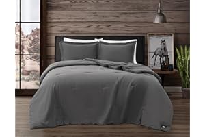Frye Vintage Washed 100% Cotton 3-Piece King Comforter Set in Grey, Solid Color, Oeko-TEX Certified