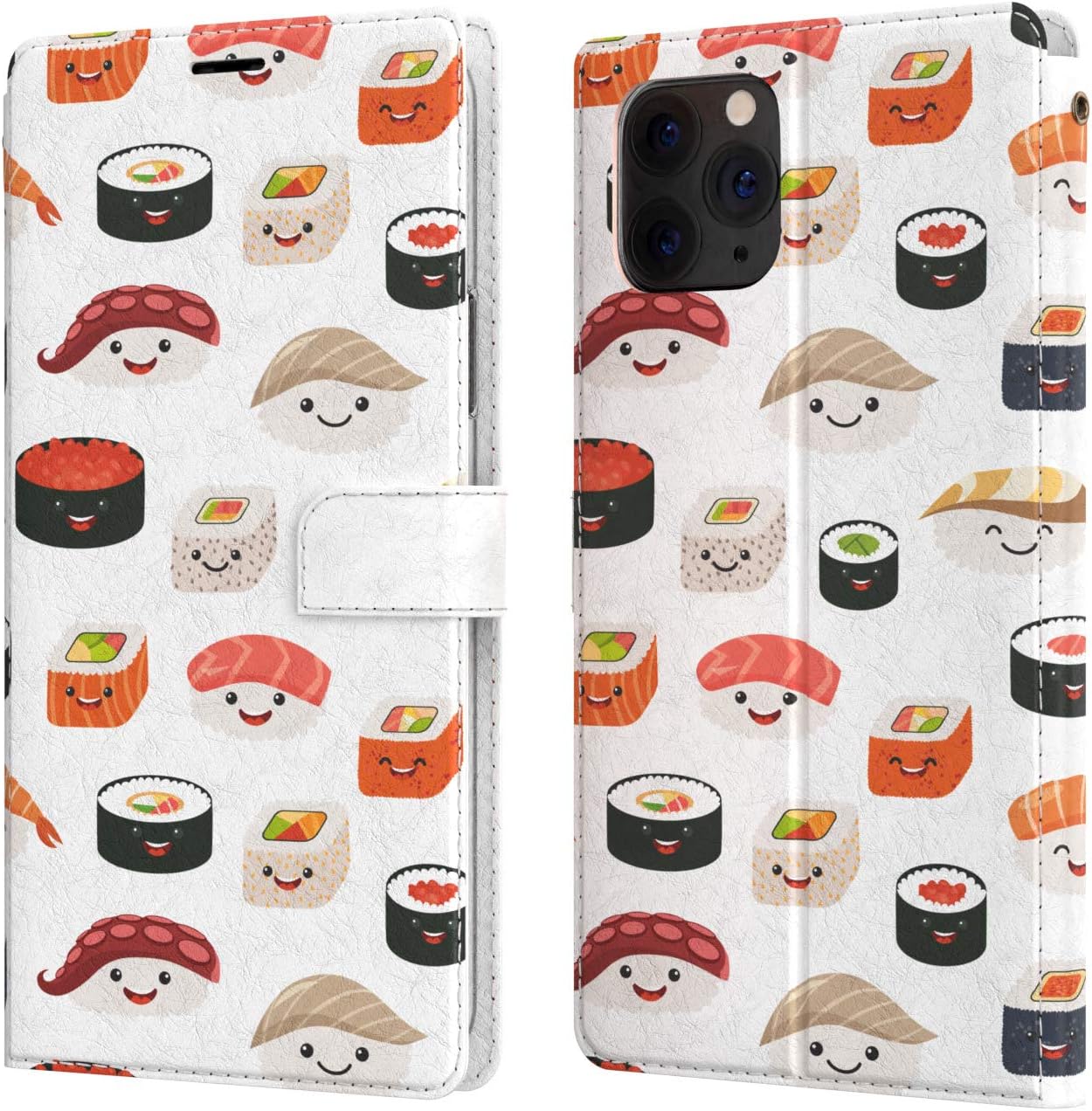 Lex Altern Wallet Case Comatible with iPhone 12 Mini 11 Pro Max Xr Xs X 8 Plus 7 6s SE Japanese Folio Card Asian Flip Snap Rolls Holder Fish PU Leather Cute Sushi Kawaii Food Cover Magnetic w0242