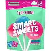SmartSweets Lollipops, Low Sugar Hard Candy, 3.0oz Bag | Gluten Free, Plant Based, Healthy Snacks For Adults &amp; Kids, Fiber Candy, Blue Raspberry &amp; Watermelon Lollipops, Healthy Candy