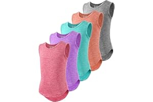ATTIQOZI 5 Pack Girls Tank Tops Active Quick Dry Sleeveless Moisture Wicking Girls Undershirts for Athletic Gymnastics