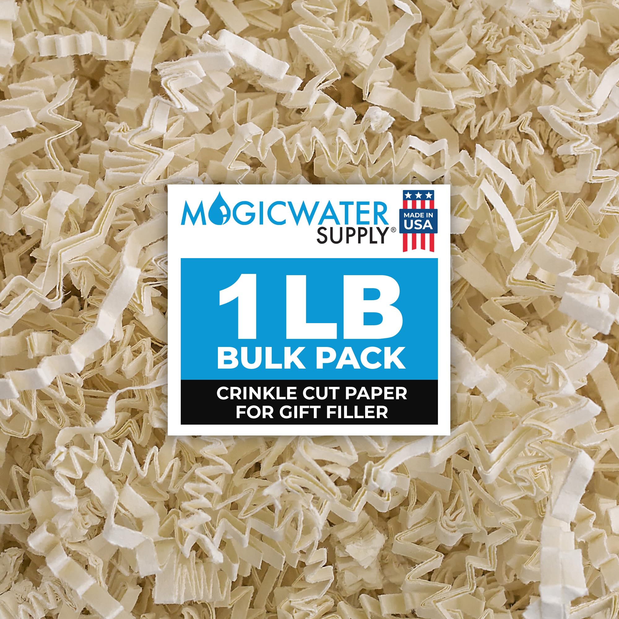 MagicWater Supply - 1 LB - Light Ivory - Crinkle Cut Paper Shred Filler great for Gift Wrapping, Basket Filling, Birthdays, Weddings, Anniversaries, Valentines Day, and other occasions