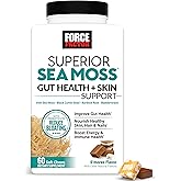 Force Factor Superior Sea Moss Gut Health + Skin Support, Support Gut Health & Healthy Skin, Hair & Nails, Boost Energy & Immune Health, with Biotin & LactoSpore Probiotics, S’Mores, 60 Soft Chews