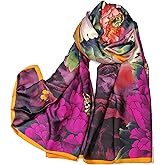 Shanlin Silk Feel Long Floral Satin Scarves for Women in Gift Box