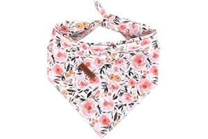 Elegant little tail Dog Bandanas - 1Pack Floral Print Washable Dog Scarf Female Square Dog Bib Kerchief Scarf Adjustable Pet Bandana for Medium Large Dogs