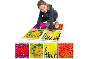 Onyoloy Sensory Floor Lava Tiles: Liquid Fusion Activity Play Mat, Textured Lava Tiles for Ages 3 to Adults, 11.8" X 11.8" Set of 4 Square Multicolor