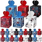 Chinco 24 Pcs Spider Goody Gift Boxes with Heart Spider Goodie Paper Candy Treat Cardboard Cookie Boxes for Birthday Party Favor Supplies
