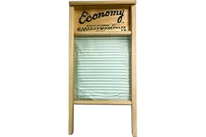 DAILYLIVE Economy Wooden Washboard Glass Scrubbing Surface 12 Inch x 23.5 Inch Handcrafted Made In Canada