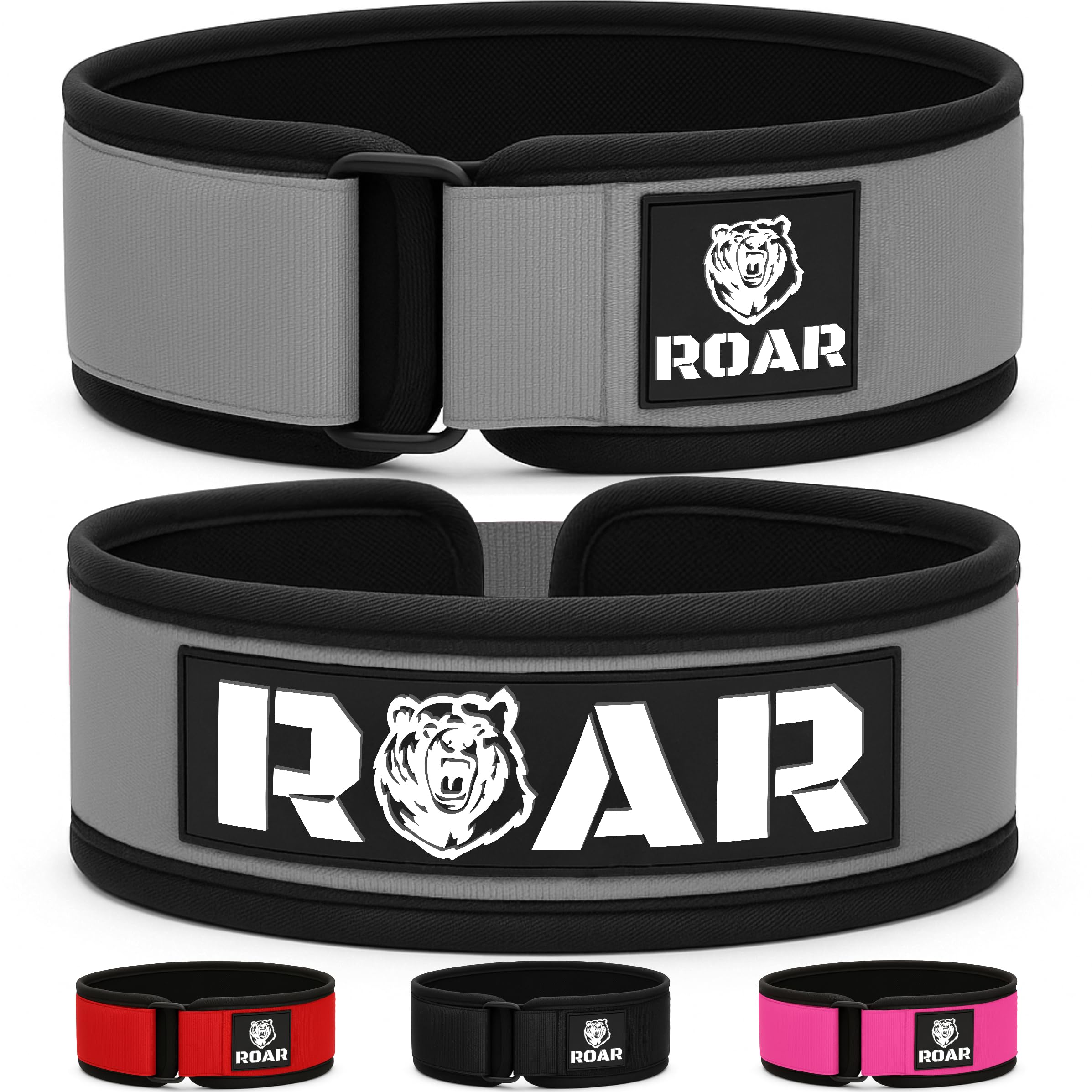 Roar® Weight Lifting Belt, Gym Belt, Powerlifting Belt, Lift Weight Belt, Deadlift Belt, Squat Belt, Lifting Belt Men, Lifting Belt Women (XS, Grey)