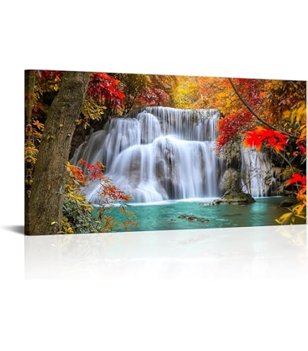 Arte De Pared De Paisaje Otoñal. Cuadro Moderno Enmarcado De Arte De Otoño. Pintura De árboles De Camino. Impresiones En Lienzo De Bosque De Otoño Para Sala De Estar, Decoración Del