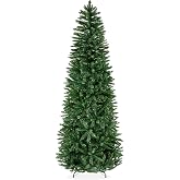 Best Choice Products Unlit Pencil Christmas Tree, 7.5ft Premium Artificial Tree, Realistic Spruce Holiday Decor w/ 1,075 Branch Tips, Metal Base