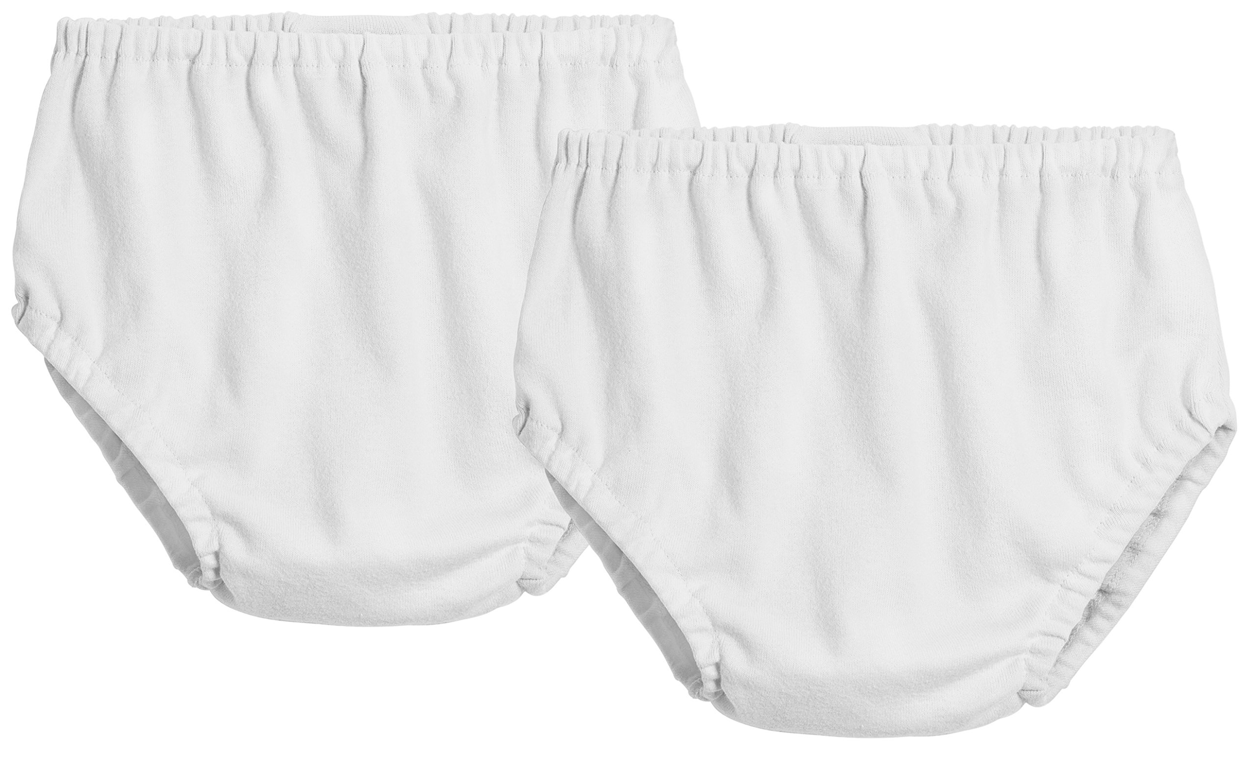 City Threads 2-Pack Baby Girls' and Baby Boys' Unisex Diaper Covers Bloomers Soft Cotton, White/White, 3T