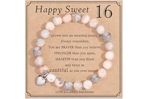 jewelrycard Natural Stone Bracelets with Birthday Cards, 13-80 Year Old Birthday Gifts for Women Teen Girls Daughter Granddaughter Niece Sister