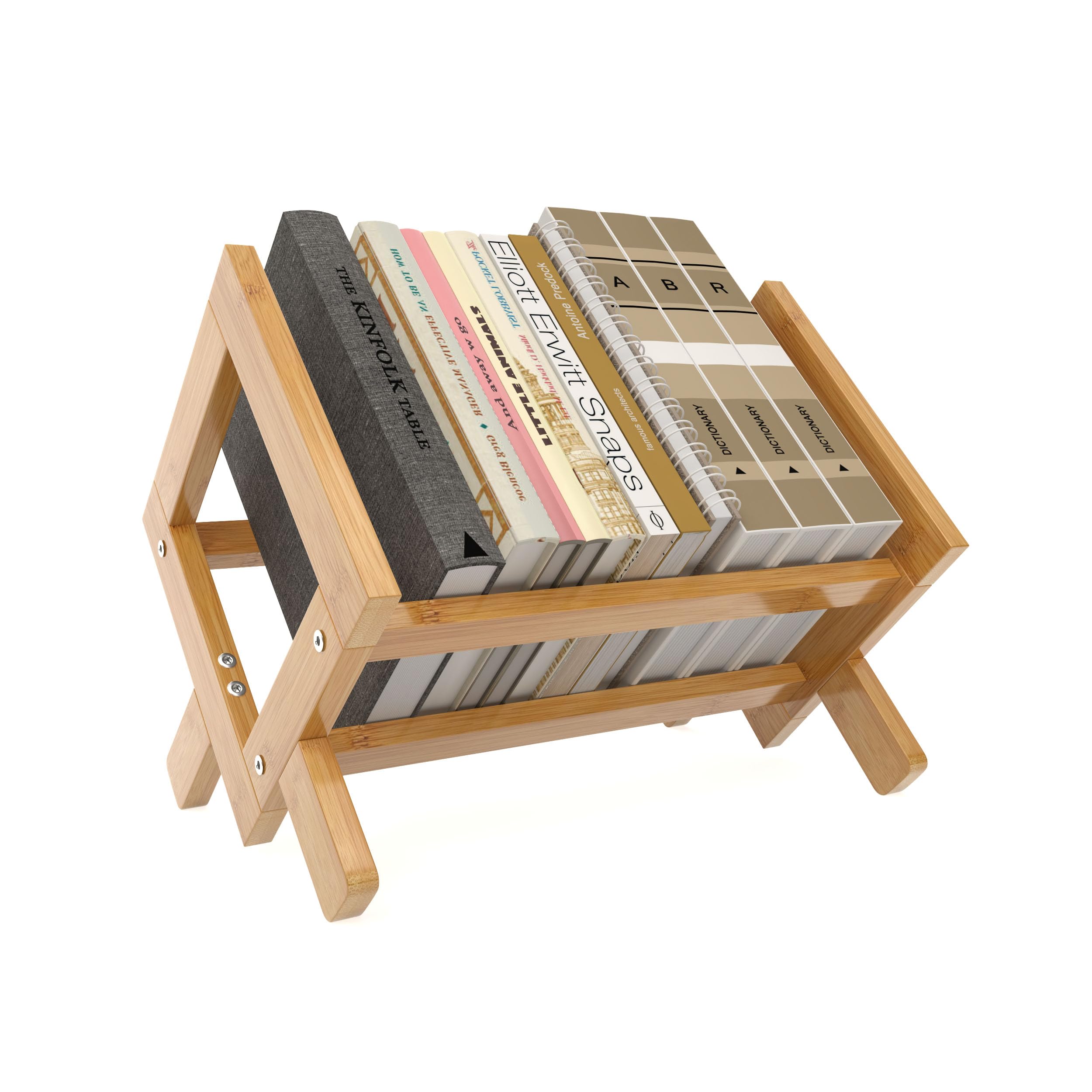 FEXPLENDID Desk Organiser Bamboo, Children's Bookcase, 35 x 24.5 x 21 cm, Desk Attachment, Wooden Desk Organiser, Desk Top Shelf, Mini Shelf (Bamboo Colour)