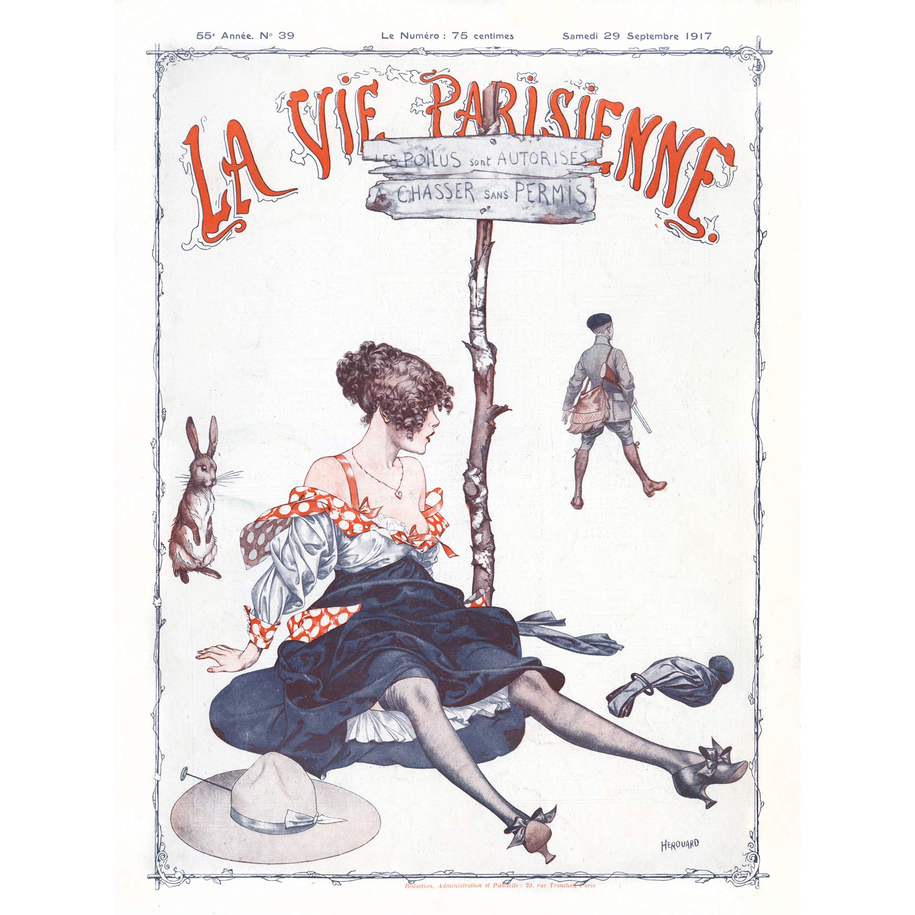 Artery8 La Vie Parisienne Hunter Woman No License Magazine Cover Premium Wall Art Canvas Print 18X24 Inch
